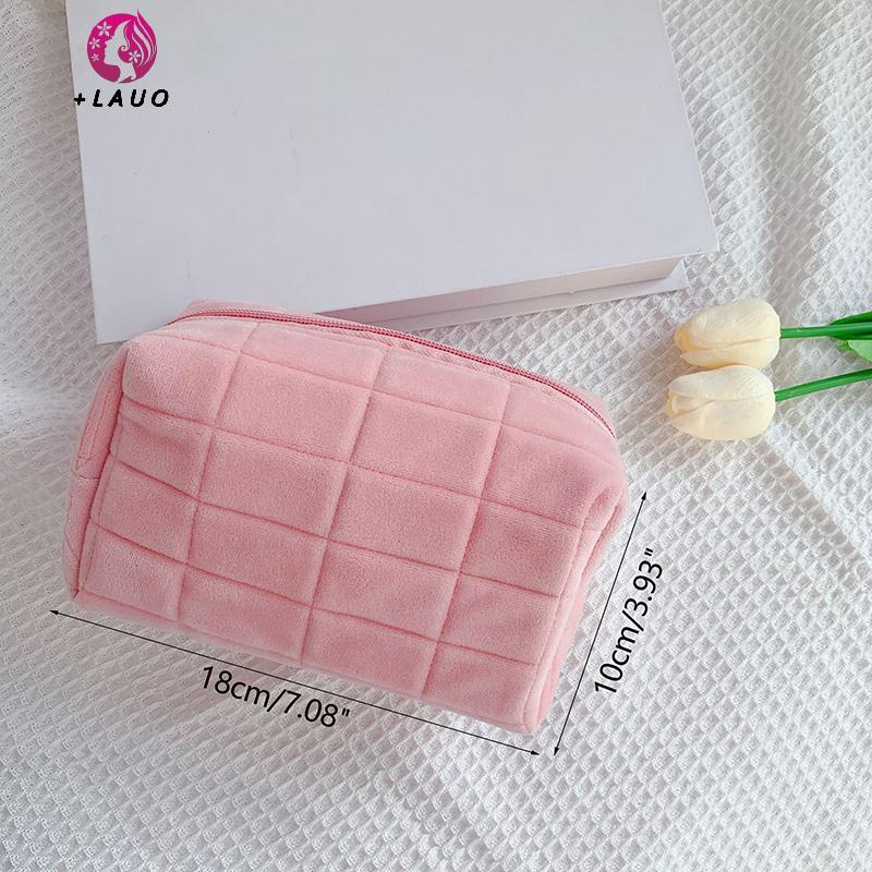 Springevenstar Túi trang điểm lông thú dễ thương nữ, dây kéo lớn, đựng mỹ phẩm, đồ vệ sinh, đồ giặt, bút sang trọng
