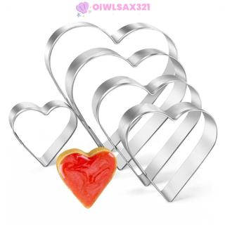 OIWLSAX321 Bộ 5 Máy Cắt Thép Không Gỉ Hình Trái Tim & Pentagram, Nhiều Kích Cỡ, Chống Rỉ Sét, Làm Bánh Ngọt