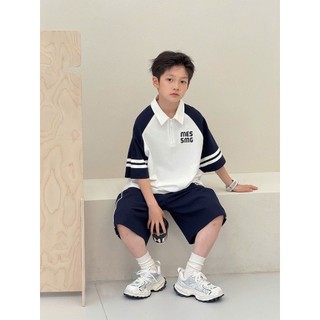 Bộ quần áo bé trai 18-52kg mẫu MESMG. Thiết kế cổ polo cá tính, chất liệu đẹp, thoáng mát. NL14