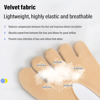 Vớ năm ngón Brelira bằng silicon chống trượt siêu mỏng, vớ thuyền mùa hè, vớ yoga chống trượt thoáng khí không nhìn thấy được.