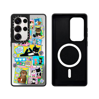 Từ Tính Mèo Đen Đồ Chơi Gương Cứng Phone Case Dành Cho Samsung Galaxy S26 25 24 23 UItra S26 25 24 23 Plus Vỏ Bảo Vệ Chống Sốc