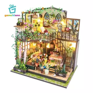 Gamchiano Nhà Búp Bê DIY Bộ Dụng Cụ Thu Nhỏ Đồ Chơi Thủ Công Gỗ Nhà Vườn Thu Nhỏ Cho Trẻ Em