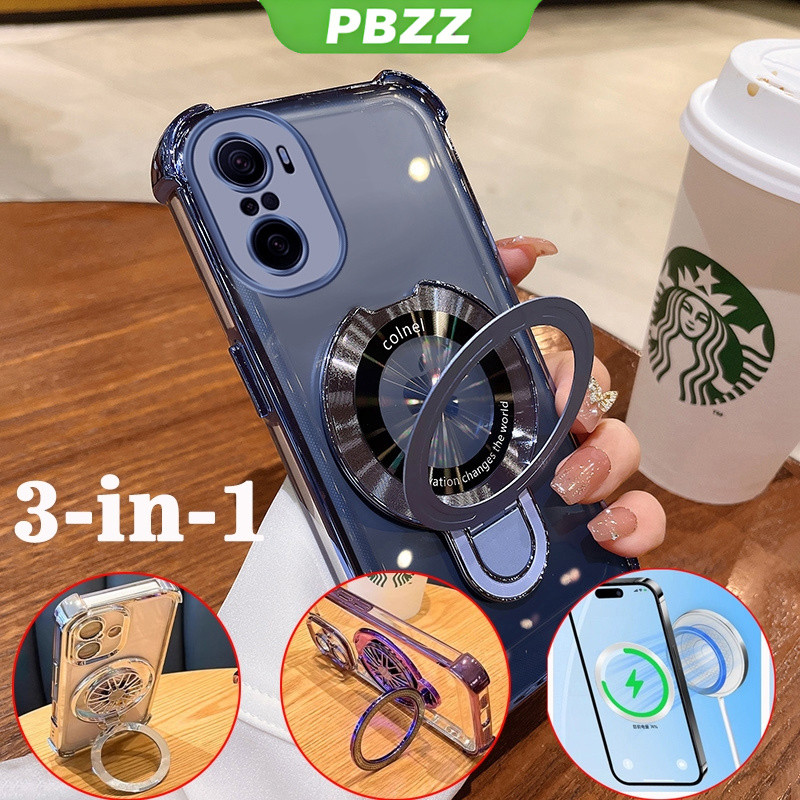 FOR ốp lưng [3 trong 1] Ốp điện thoại cho Xiaomi Poco F3, vỏ mềm silicone chống sốc, thiết kế mới thẩm mỹ 360 °   mỏng trong suốt với giá đỡ SJXMSZJ01