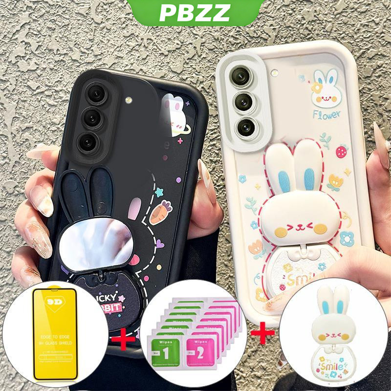 Ốp lưng cho samsung s24 s23 s25 ultra S25 s23 S24 plus s24 s23 FE s25 ultra 5g Vỏ điện thoại Vỏ mềm chống sốc thiết kế mới thỏ thẩm mỹ có giá đỡ và màng mềm JTMCETZJ01