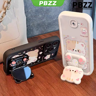 Ốp lưng PBZZ cho samsung j7 prime samsung j4 plus j6 plus samsung j4 + samsung j6 + vỏ điện thoại Vỏ mềm thiết kế mới gương mèo dễ thương có giá đỡ & dây buộc cho bé trai màu đen JTDTMZJ0