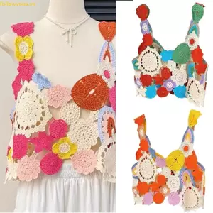 Fol Bohemian Móc Chi Tiết Camisole Crop Dễ Mặc Cho Nữ Bé Gái