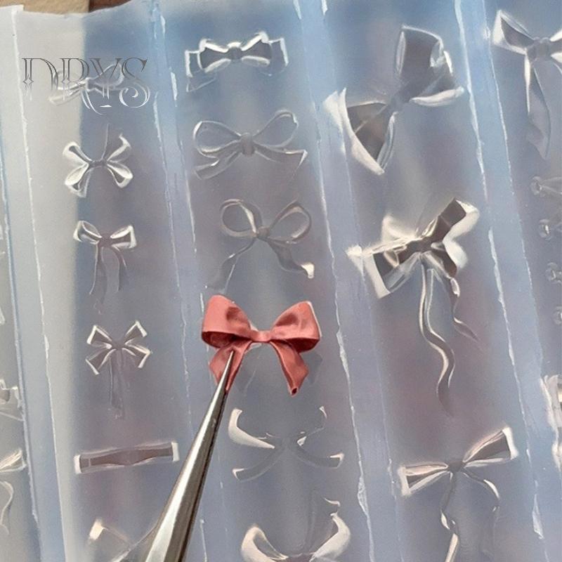 (TFT) 3D Ruy Băng Nơ Hình Khuôn Dập Stencils UV Gel Ba Lan Khuôn Nghệ Thuật Silicon Khắc Khuôn DIY Thiết Kế Móng Tay Charm Trang Trí MỚI