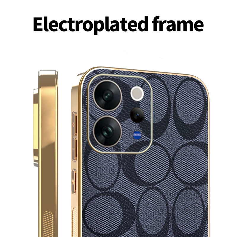 Ốp YJD Cho Vivo V70 Elite Thời Trang Sang Trọng Da Mạ Điện Edge Chống Rơi Vỏ Bảo Vệ Điện Thoại