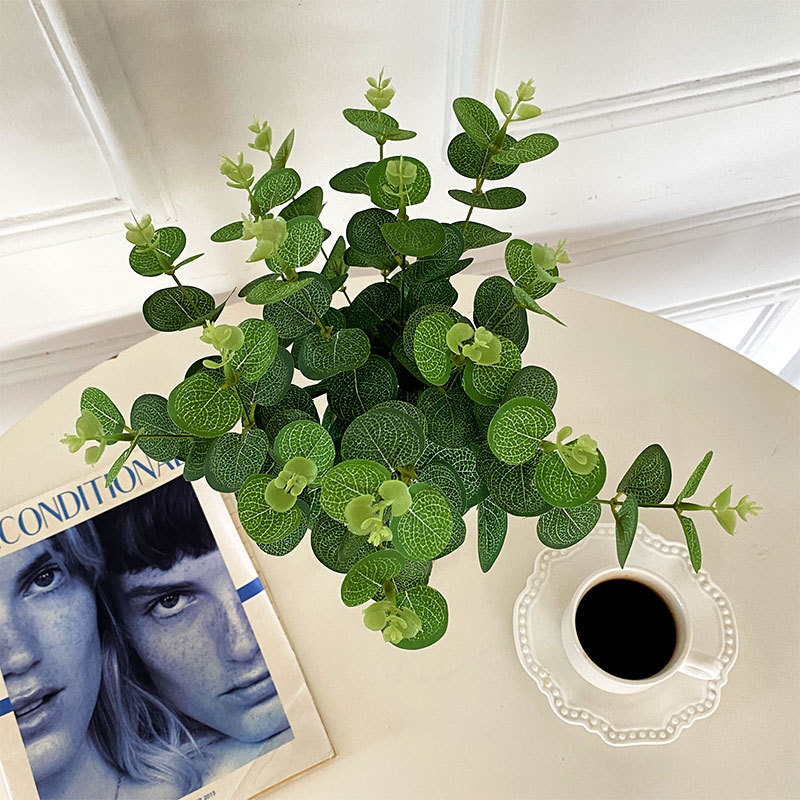 Lá Bạch Đàn Eucalyptus giả cao cấp - Cây nhựa trang trí nhà cửa, phòng tắm & Phụ kiện cắm hoa decor đám cưới ngoài trời (4 Nhánh / 16 Nhánh)
