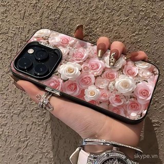 Ốp Điện Thoại Nữ Toàn Màn Hình Hoa Hồng Hồng Thích Hợp Cho iPhone 12promax 12 13 14 15 promax xr xs 11pro 16promax 17promax 17 16 15 plus 14pro Ốp Chống Sốc