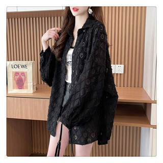 Áo chống nắng nữ họa tiết kim cương dệt jacquard phong cách mới mùa hè, phong cách Hàn Quốc