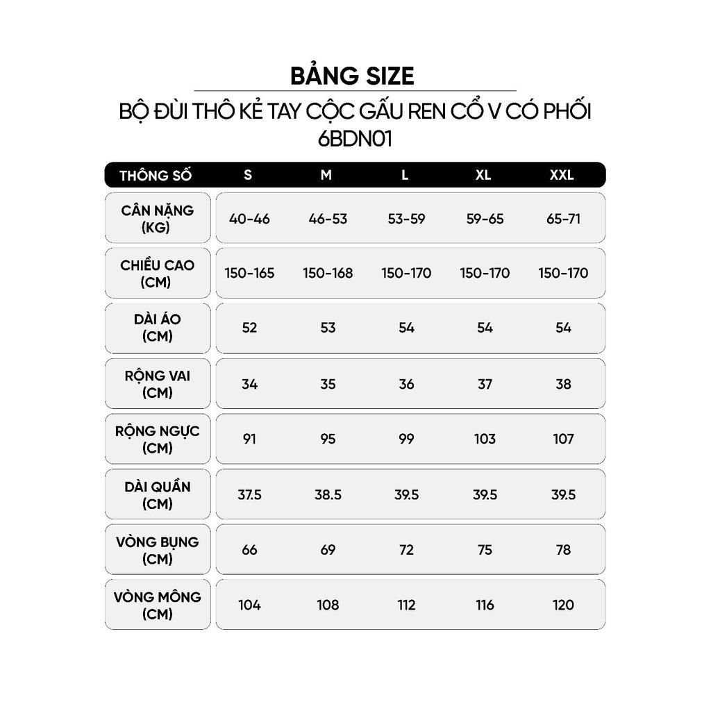 Bộ đồ nữ CARDINA chất liệu thô kẻ tay côc gấu ren và quần đùi cạp chun 6BDN01