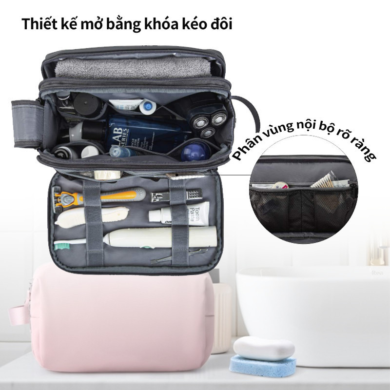 Túi Đựng Mỹ Phẩm Du Lịch - Sức Chứa Lớn, Nhiều Ngăn, Chống Nước, Đựng Đồ Vệ Sinh Cá Nhân Tiện Dụng