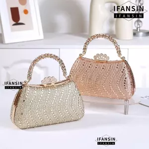 Ví dây chuyền IFANIN, Túi dạ hội cỡ nhỏ nhúng, Thiết kế thời trang sang trọng Phong cách thanh lịch Túi ăn tối Sự kiện đám cưới