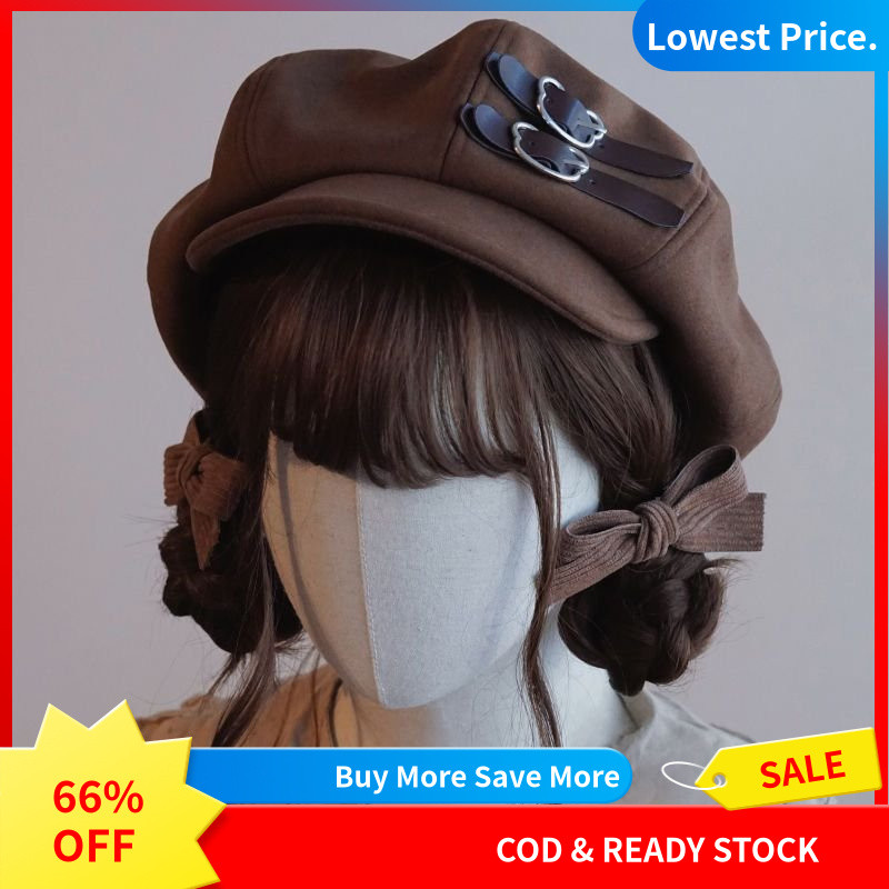 Mũ mây handmade phong cách Hàn Quốc phù hợp cho mùa thu đông với chất liệu nỉ màu nâu thiết kế mũ nồi và mũ mỏ vịt