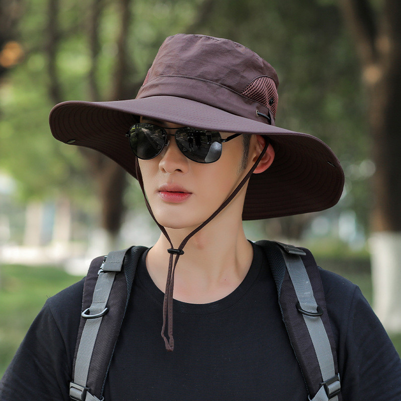 Mũ câu cá nam mùa hè vành rộng, chống nắng và bảo vệ khỏi tia cực tím, phù hợp cho các hoạt động ngoài trời.