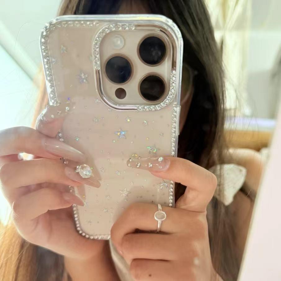 Trang trí ảo diệu lấp lánh sao cho iPhone 16 plus vỏ 15 plus nhỏ 14 Pro
