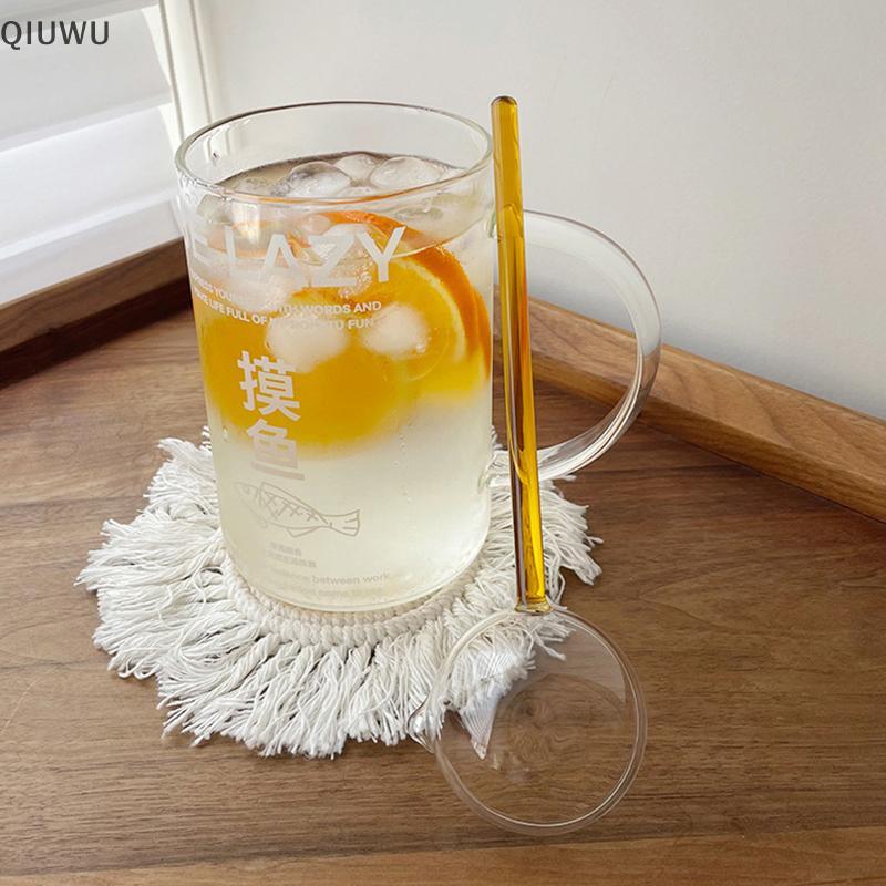 QIUWU Muỗng Thủy Tinh Borosilicate Có Tay Cầm Dài Thìa Canh Sốt Chịu Nhiệt Trong Suốt Có Vòi Thìa Tráng Miệng Nhà Bếp Bar Tiệc.