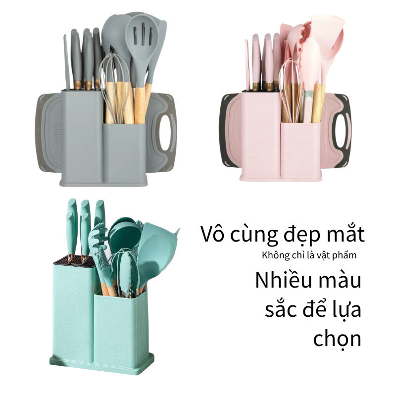Bộ dao nhà bếp cao cấp 19 món, chống trơn chống nóng chống dính, kèm hộp đựng sang trọng, lưỡi sắc bén