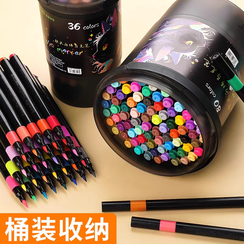 Đen Thùng Mềm Đầu Acrylic Bút Đánh Dấu Nghệ Thuật Học Sinh Trẻ Em Graffiti Bút Màu Nước Xếp Chồng Màu Không Dây Giấy 2026.3.27