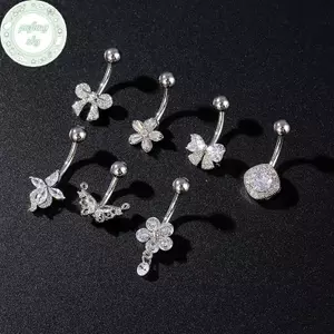 PUSKY Nhẫn rốn thép không gỉ hình bươm bướm, phù hợp làm trang sức gợi cảm cho nữ