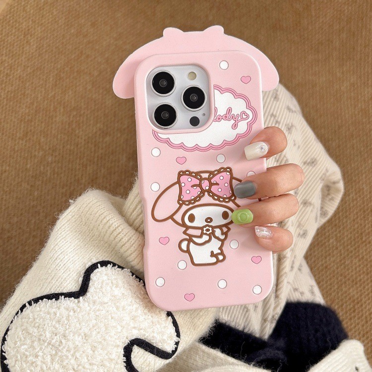 Thích hợp cho Apple 17PROMAX Silicone Cartoon 16 Hồng 15 Mềm 14 / 13promax Vỏ Điện Thoại Cô Gái Dễ Thương