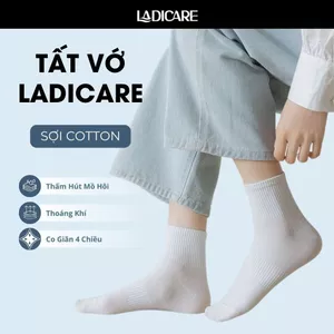 Combo 5 đôi tất vớ cổ trung nam nữ trơn màu LADICARE chất liệu cotton cao cấp, hút ẩm thoáng khí, khử mùi