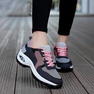 Giày nữ lưới thoáng khí mùa xuân hè, đệm khí, tăng chiều cao, thời trang 0OUO