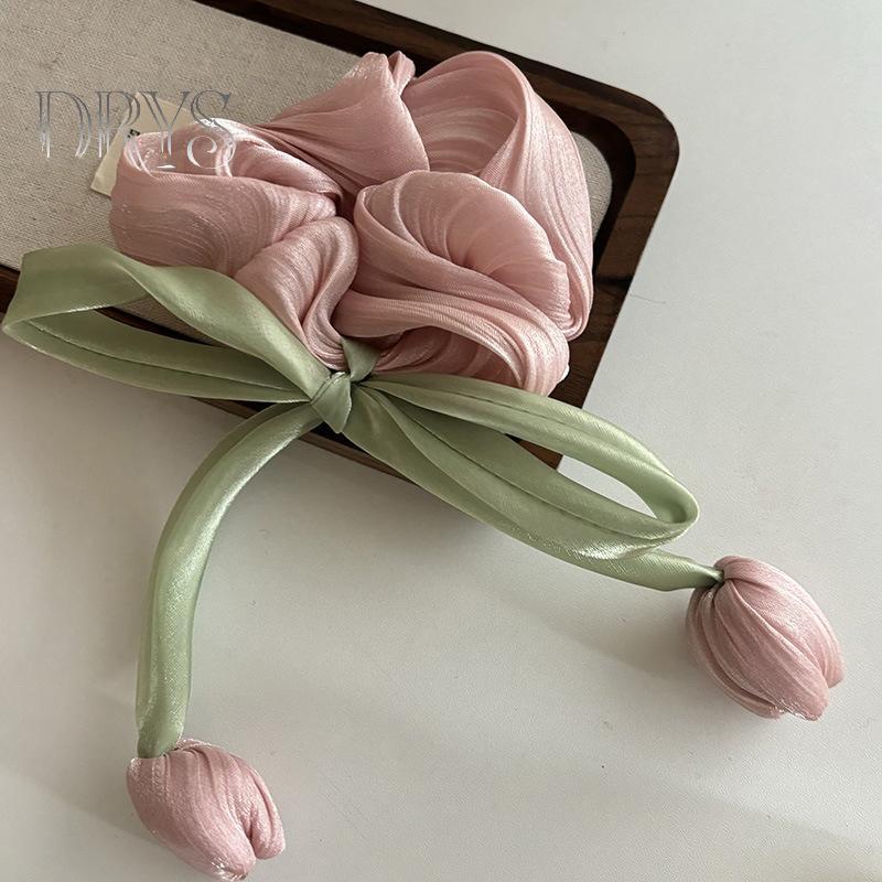 Nhẫn tóc ruy băng tulip ngọt ngào, tinh tế - phụ kiện thời trang cho bé gái