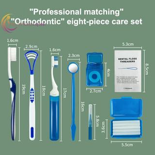 Csndices 8 Cái / bộ Bộ Bàn Chải Chăm Sóc Nhiều Màu Sáp Răng Dụng Cụ Làm Sạch Túi Lưới Có Thể Gập Lại Inter Brush Floss Thread Wax VN