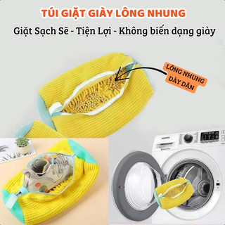 【COD】Phụ kiện túi giặt giày với khóa kéo chắc chắn, chất liệu nhung ấm áp kết hợp đệm lưới, bảo vệ form giày khi giặt má