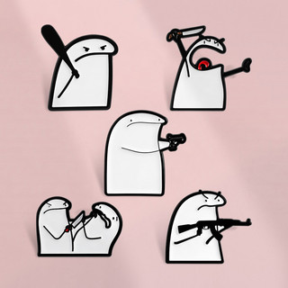 Flork Meme Hoạt Hình Dễ Thương - Huy Hiệu Kim Loại, Balô và Quần Áo Phù Hợp Làm Quà Tặng
