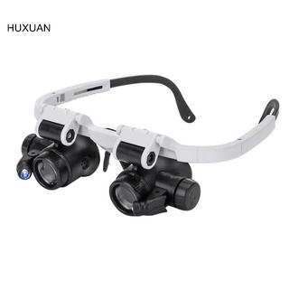 Kính lúp đeo đầu HUXUAN có đèn LED 8X 15X 23X Đồng hồ thợ kim hoàn Loupe RFT