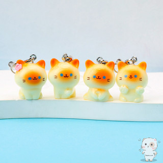 【Chamvn】Dây đeo điện thoại hình mèo Xiêm 3D màu cam dễ thương cặp đôi  móc khóa dành cho bạn thân mặt dây chuyền hoạt