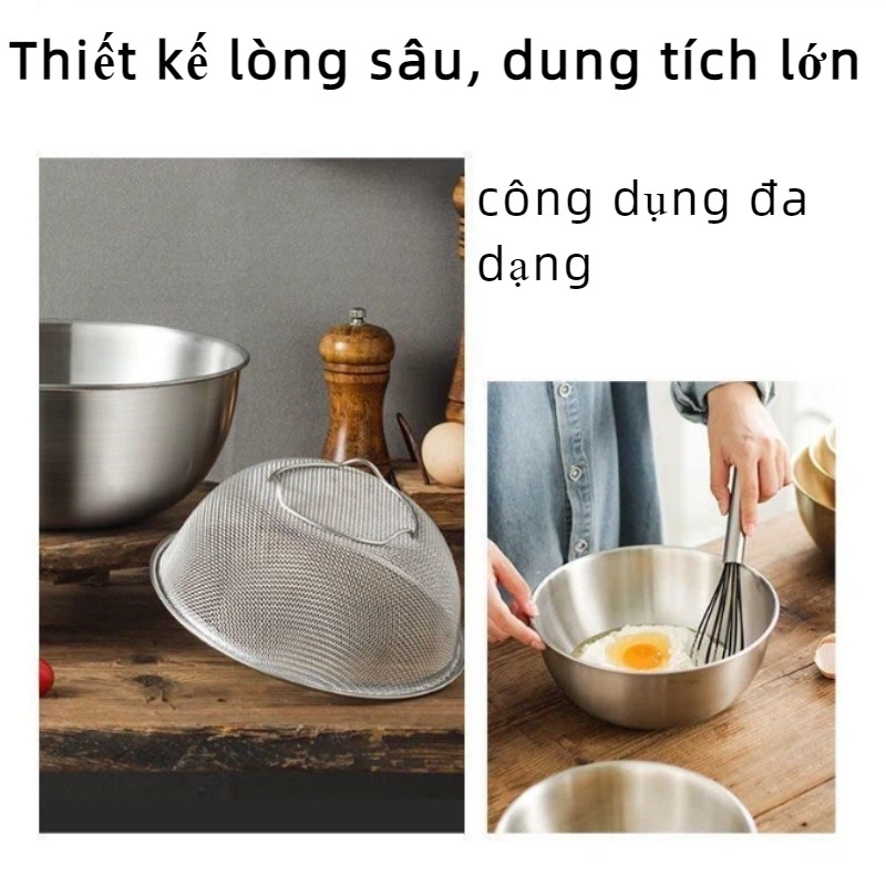 Bộ Rổ Lọc & Tô Inox 304 - Vo Gạo, Rửa Rau Củ Tiện Lợi, Chất Liệu Bền Đẹp An Toàn,Nhiều Kích Thước