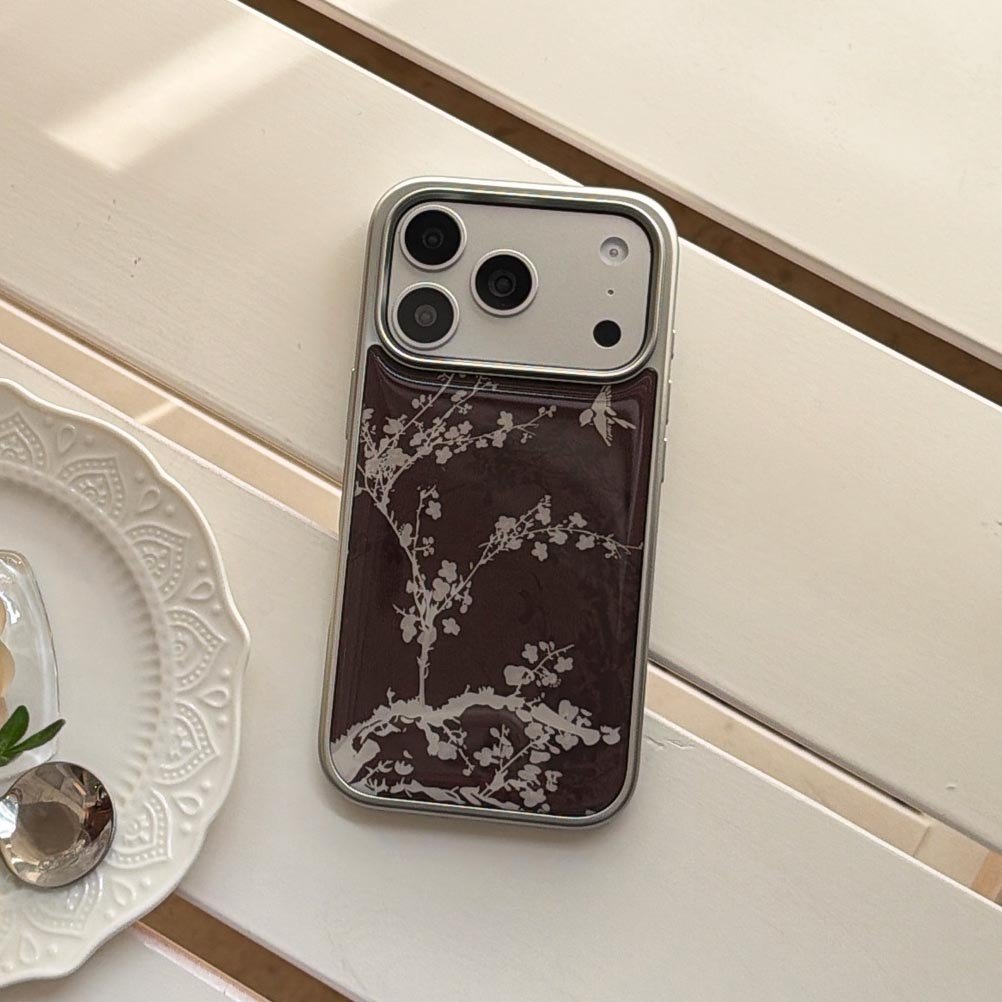 Ốp Lưng Cứng Tương Thích Với iPhone 13 14 14Pro 14ProMax 15 15Pro 15ProMax 16 16Pro 16ProMax 17 17Pro 17ProMax Ốp Họa Tiết Cây Hoa Trắng