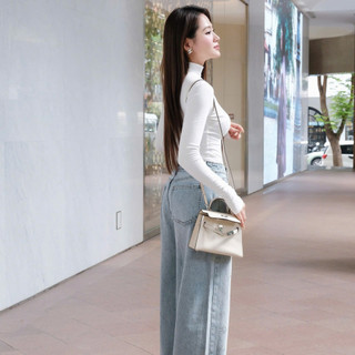 Áo thun cổ lọ tay dài Khiết Style tone trắng basic thanh lịch, dễ mặc, dễ mix & match KA501