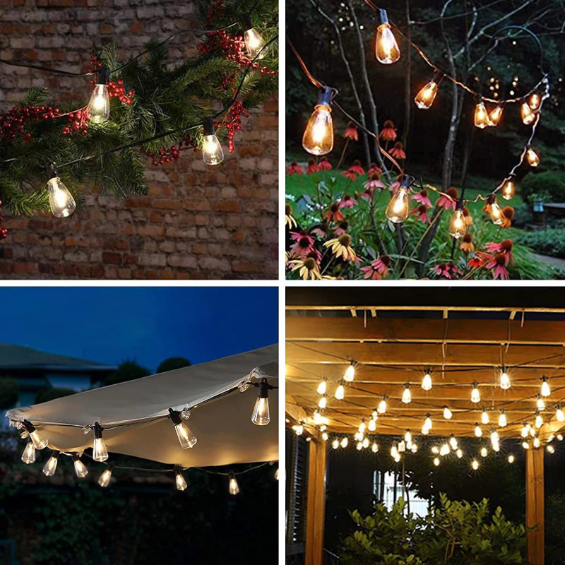 Đèn LED dây phong cách cổ điển chống nước, ánh sáng ấm, trang trí sân vườn, quán cà phê ngoài trời, 10m/15m
