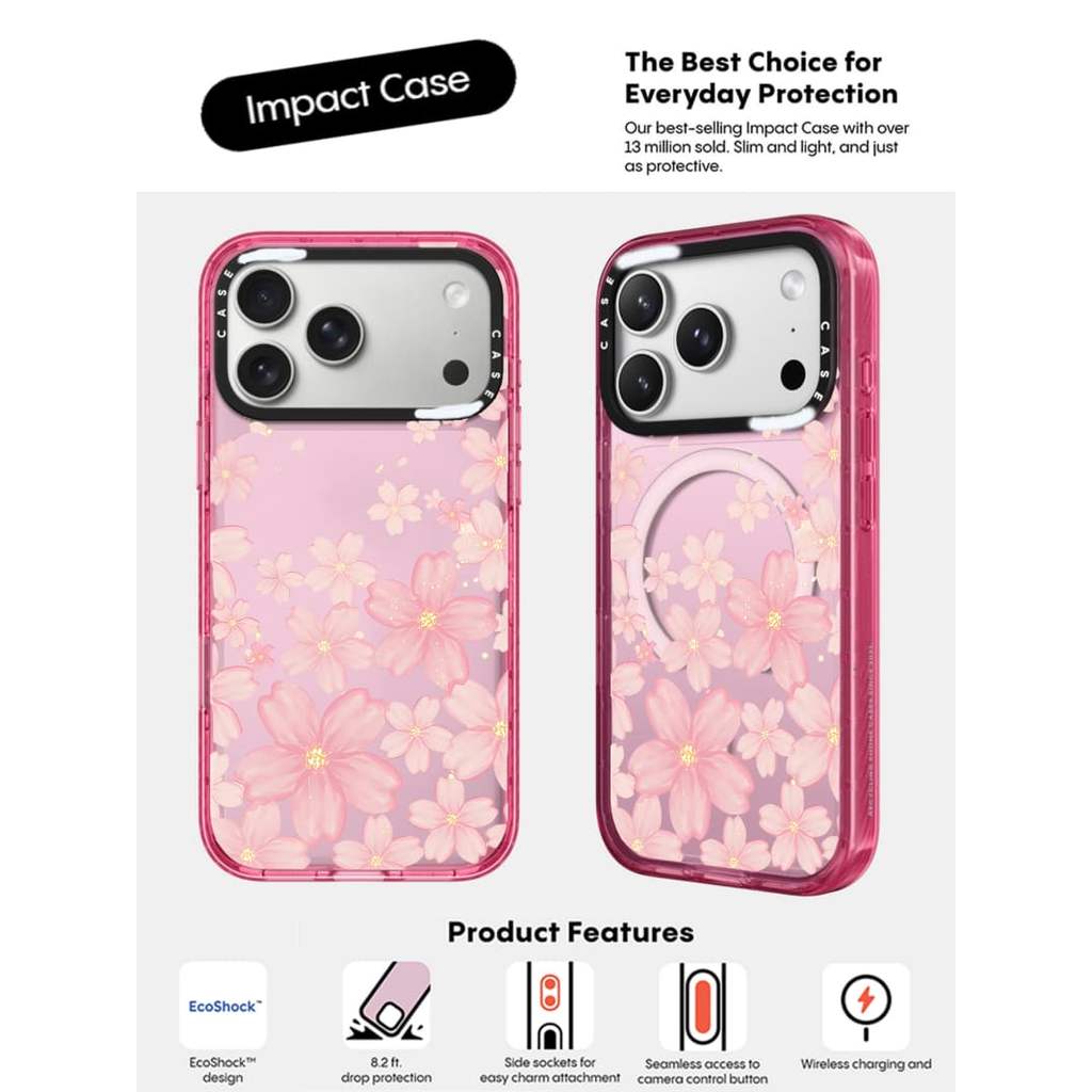 CASECASE X Mùa Xuân Chữ Hoa Hồng Fizz Màu Trong Suốt Cứng Từ Hút Tác Động Dành Cho Apple IPhone 12 13 14 15 16 17 Pro Max Air Plus Có Hộp