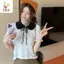 ZK Áo Thun Nữ Phong Cách Hàn Quốc Mùa Hè, Cổ Búp Bê Ngọt Ngào Với Nơ