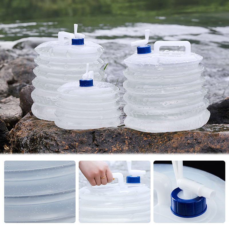 SEAMETAL 5/10/15L Xô có thể gập lại ngoài trời Túi nước có thể gập lại Lưu trữ nước sinh tồn Hộp đựng nước di động Trại