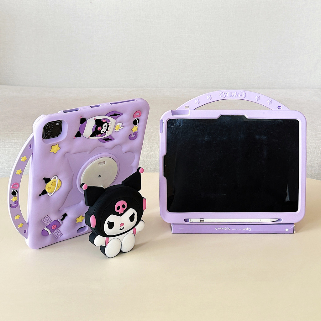 Ốp Lưng Tương Thích Cho Huawei MatePad SE 11 '' 2024 Matepad 11 '' 2023 / 2021 Matepad 11 PaperMatte 360°Giá đỡ xoay Màu tím mềm Phim hoạt hình Khay đựng bút Vỏ máy tính bảng