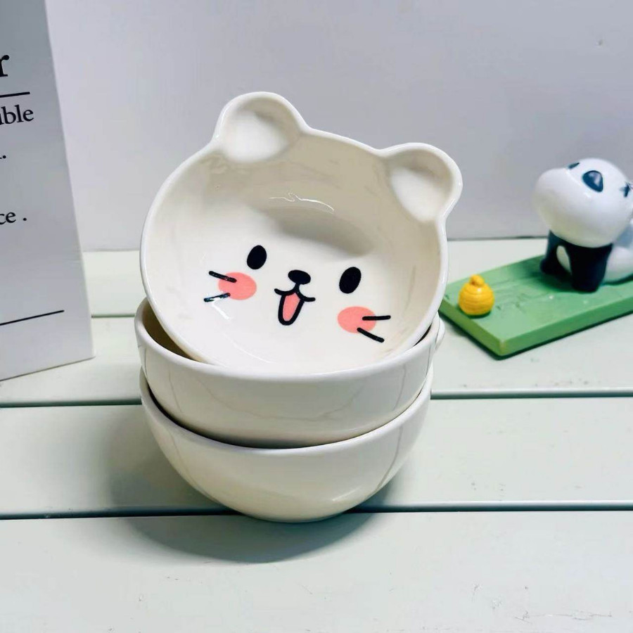 Bát Sứ Ăn Dặm, Chén Ăn Dặm Cho Bé, Bát Sứ In Hình Thỏ, Mèo Đáng Yêu BAT056