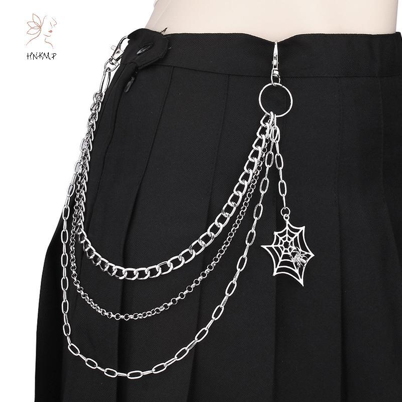 Hồ sơ thương hiệupunk Quần dây xích kim loại thời trang hip hop, phù hợp cho nam và nữ, mặt dây chuyền nhện web - phụ kiện độc đáo