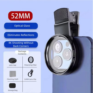 Elough Universal 52mm Polarizer CPL có kẹp Ống kính điện thoại di động Bộ lọc phân cực tròn cho điện thoại thông minh