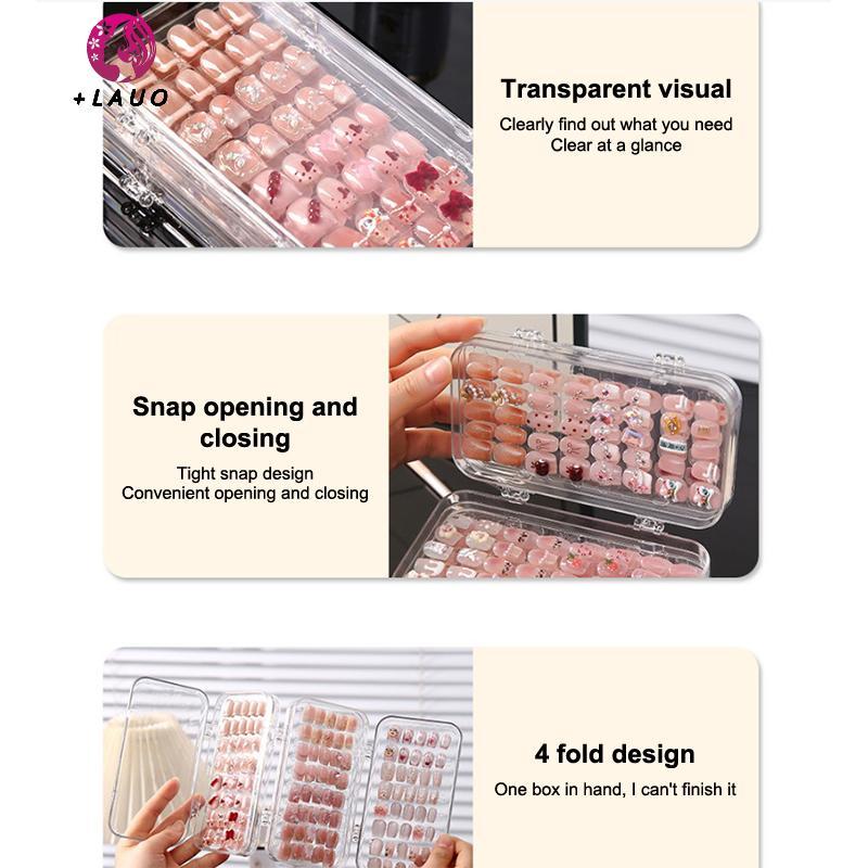 Springevenstar BaFold Press-On Hộp lưu trữ móng giả bằng nhựa trong suốt, dụng cụ sắp xếp cho màn hình móng giả