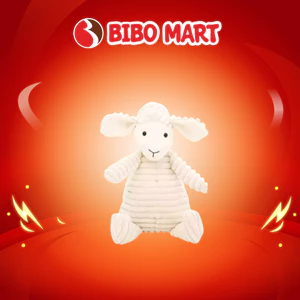 Gấu Bông Cừu Trắng Cho Bé Chất Liệu Mịn Màng Không Bụi Vải An Toàn Cho Trẻ- Bibo Mart