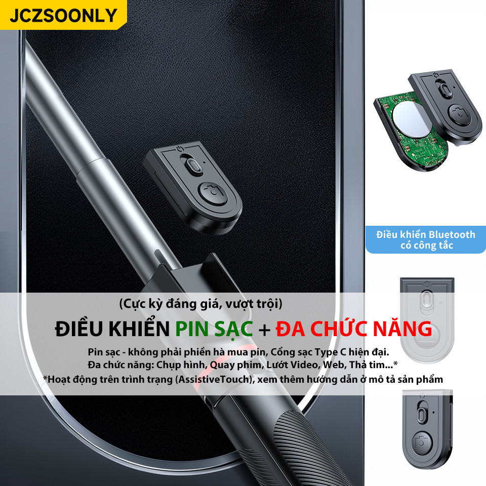 Gậy Tự Sướng 1,8m Ổn Định Chống Rung Với Tay Cầm - Giá Đỡ Điện Thoại Đứng Chụp Hình Gậy chụp ảnh