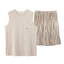 Ice Silk Ren Bộ Đồ Ngủ Nam Mỏng Cổ Tròn Áo Quần Short Thanh Niên Dáng Rộng Loungewear