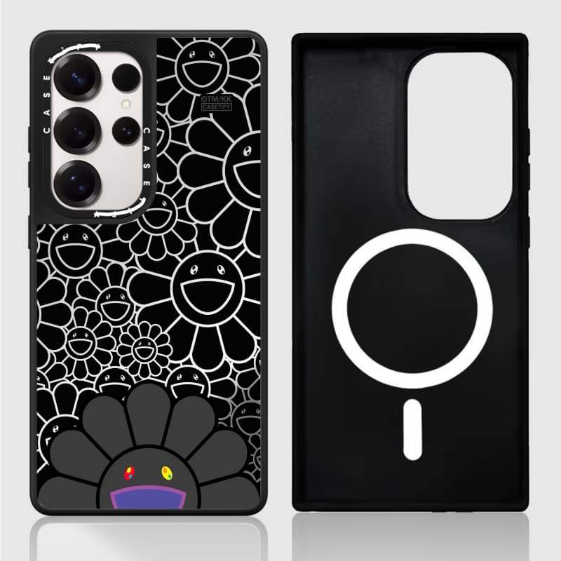 Ốp lưng CASECASE X SMILE (ĐEN) Vỏ hút từ tính bằng gương đen mờ cho Samsung Galaxy S26 S25 S24 S23 Ultra Plus Mặt sau cứng có hộp khắc logo